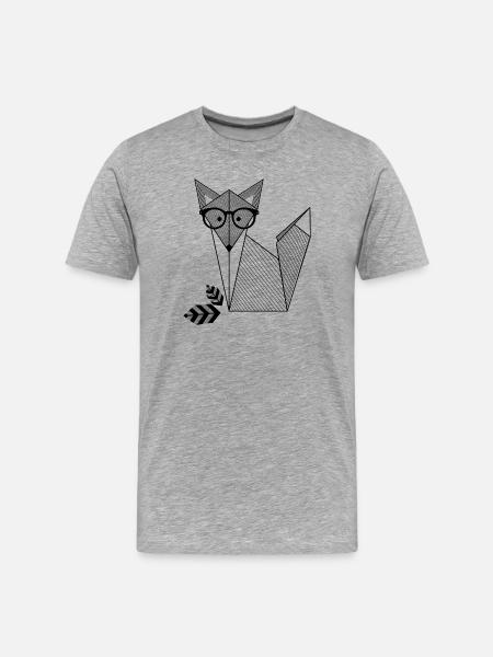 Origami Fox with Glasses - Men's Premium Organic T-Shirt - heather grey