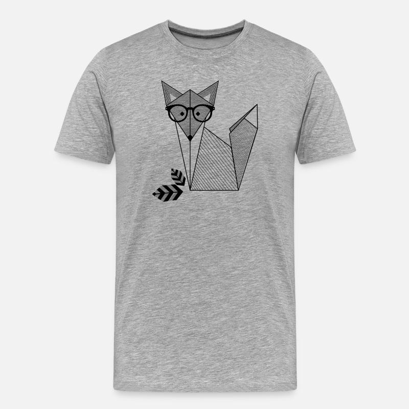 Fuchs mit Brille - Männer Premium Bio T-Shirt - Grau meliert