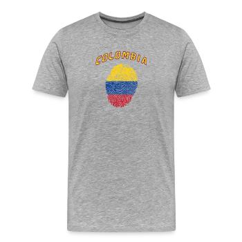 Colombie Empreinte digitale / Cadeau drapeau - T-shirt bio Premium Homme - gris chiné - Devant - Damien (186cm)