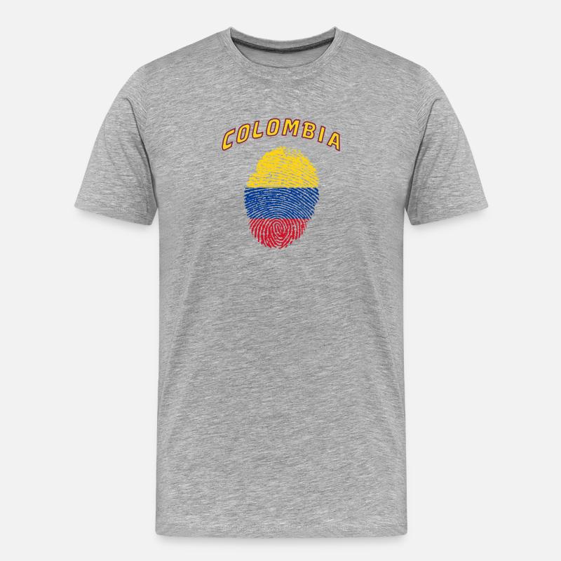 Colombie Empreinte digitale / Cadeau drapeau - T-shirt bio Premium Homme - gris chiné