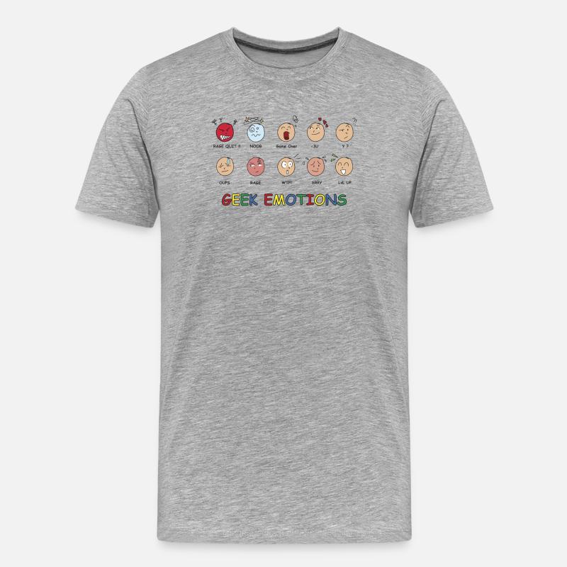 GEEK EMOTIONS - SCHWARZER TEXT - Männer Premium Bio T-Shirt - Grau meliert
