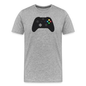 Dark Gamepad Neon Buttons - Men's Premium Organic T-Shirt - heather grey - Front - Damien (186cm)