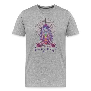 Boho Yoga Style Fille Happy Mind Happy Life - T-shirt bio Premium Homme - gris chiné - Devant - Damien (186cm)