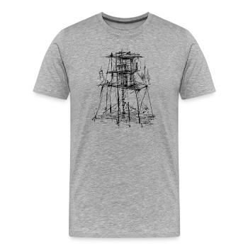 Architecture Tour - T-shirt bio Premium Homme - gris chiné - Devant - Damien (186cm)