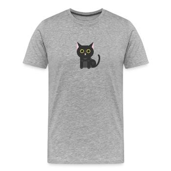 Black cat Kitten Puss - Men's Premium Organic T-Shirt - heather grey - Front - Damien (186cm)