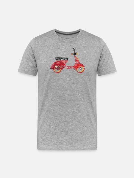 Scooter rétro – Dessin abstrait en gribouillis - T-shirt bio Premium Homme - gris chiné