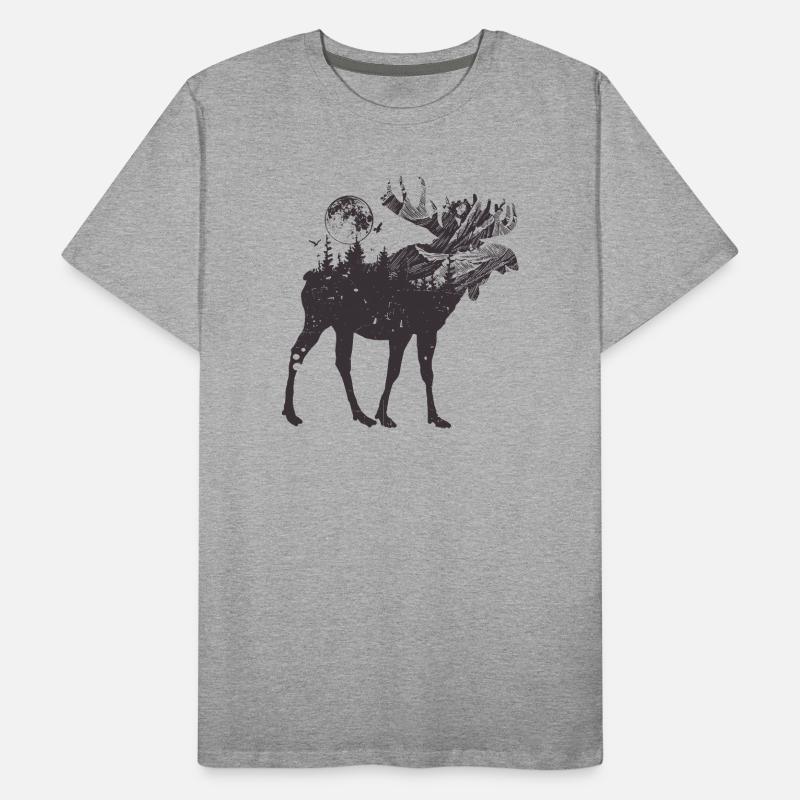 Moonlit Moose Forest Silhouette Men's Premium Organic T-Shirt
