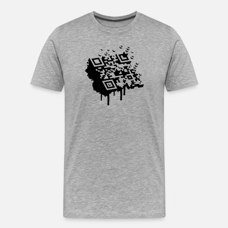 3D Barcode als Graffiti - Männer Premium Bio T-Shirt - Grau meliert