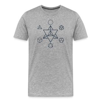 Merkaba and the Platonic Solids, Sacred Geometry - Men's Premium Organic T-Shirt - heather grey - Front - Damien (186cm)