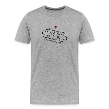 Amour relation couple - T-shirt bio Premium Homme - gris chiné - Devant - Damien (186cm)