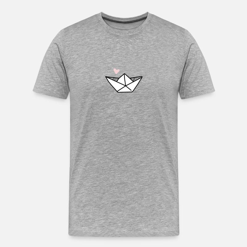 Origami Segeln Boot - Männer Premium Bio T-Shirt - Grau meliert