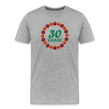 30 years - Men's Premium Organic T-Shirt - heather grey - Front - Damien (186cm)
