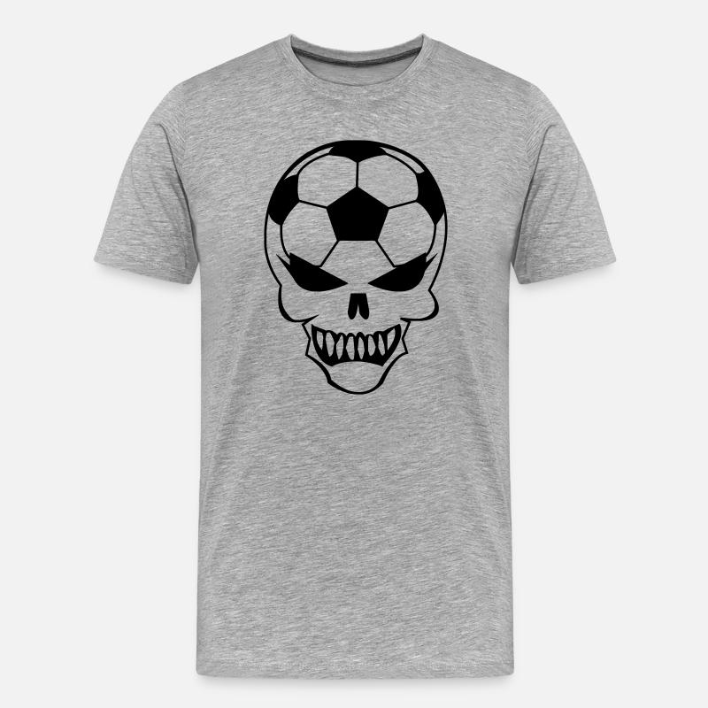 Fußball-Totenkopf - Männer Premium Bio T-Shirt - Grau meliert