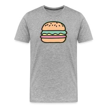 Burger Illustration - T-shirt bio Premium Homme - gris chiné - Devant - Damien (186cm)