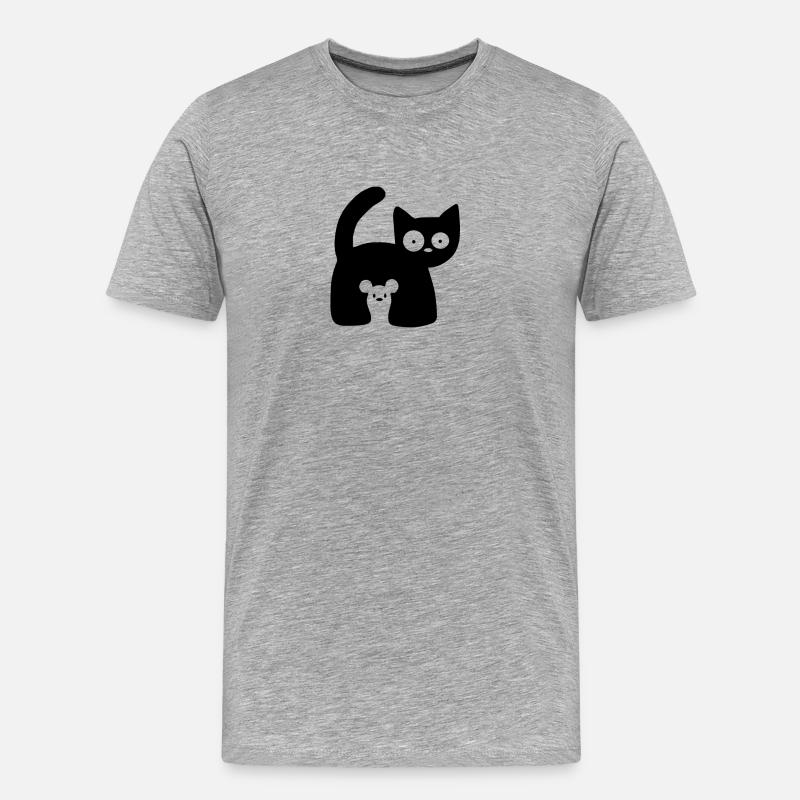 Katze Maus Geschenk Haustier - Männer Premium Bio T-Shirt - Grau meliert