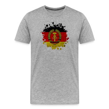 DDR taches / Cadeau drapeau Allemagne de l’Est - T-shirt bio Premium Homme - gris chiné - Devant - Damien (186cm)