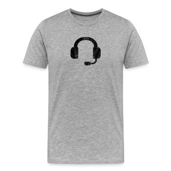 Headset / Headphones / DJ / Gamer - Men's Premium Organic T-Shirt - heather grey - Front - Damien (186cm)