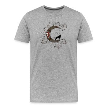 Merveilleuse lune avec le loup - T-shirt bio Premium Homme - gris chiné - Devant - Damien (186cm)