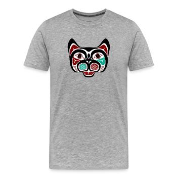 Côte nord-ouest du Pacifique Haida Kitty - T-shirt bio Premium Homme - gris chiné - Devant - Damien (186cm)