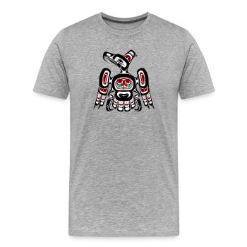 Côte nord-ouest du Pacifique Kaigani Thunderbird - T-shirt bio Premium Homme - gris chiné - Devant - Damien (186cm)