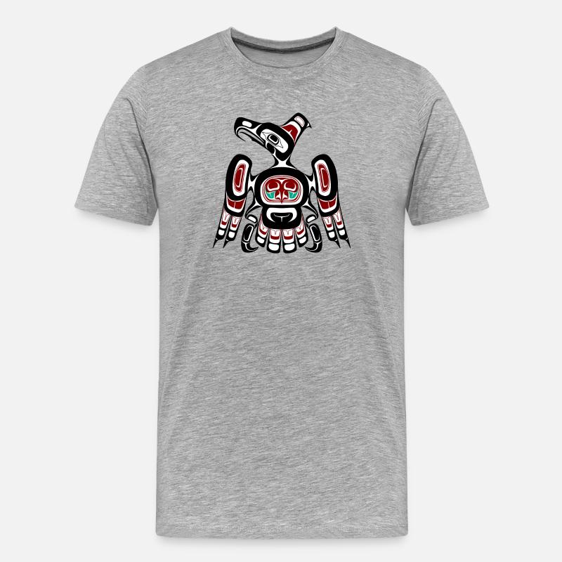 Northwest Pacific coast Kaigani Thunderbird - Männer Premium Bio T-Shirt - Grau meliert