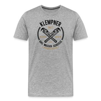 Klempner - Gas, Wasser, Scheiße - Männer Premium Bio T-Shirt - Grau meliert - Vorne - Damien (186cm)