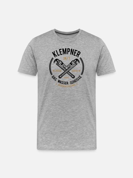 Klempner - Gas, Wasser, Scheiße - Männer Premium Bio T-Shirt - Grau meliert