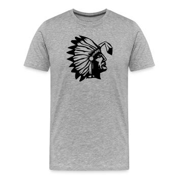 A chief with a buckled feather - Men's Premium Organic T-Shirt - heather grey - Front - Damien (186cm)