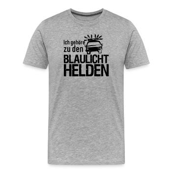 Blaulicht Polizei Feuerwehr Sanitäter Geschenk - Männer Premium Bio T-Shirt - Grau meliert - Vorne - Damien (186cm)