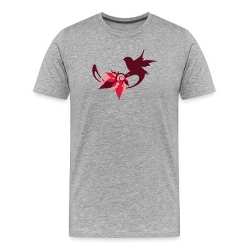 un nid d'oiseau fait de feuilles avec un oiseau - T-shirt bio Premium Homme - gris chiné - Devant - Damien (186cm)