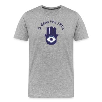 Khamsa: 5 in deinen Augen! - Männer Premium Bio T-Shirt - Grau meliert - Vorne - Damien (186cm)