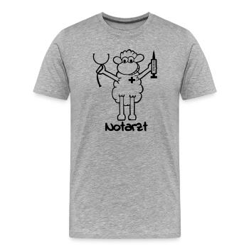 Ein Schaf als Notarzt - Männer Premium Bio T-Shirt - Grau meliert - Vorne - Damien (186cm)