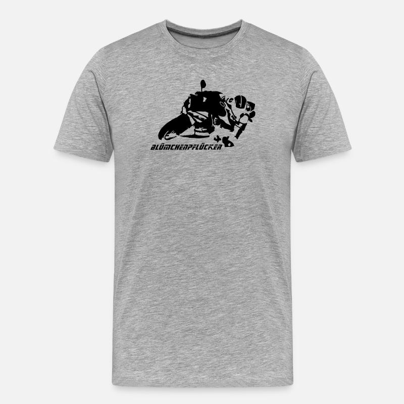Blümchen-Pflücker Hanging off - Männer Premium Bio T-Shirt - Grau meliert