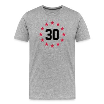 30 years - Men's Premium Organic T-Shirt - heather grey - Front - Damien (186cm)