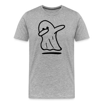 Geist / lustiger Geist / Halloween / betupfender Geist - Männer Premium Bio T-Shirt - Grau meliert - Vorne - Damien (186cm)