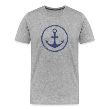 Nautical Design T-Shirt Blue anchor cool and modern - Men's Premium Organic T-Shirt - heather grey - Front - Damien (186cm)