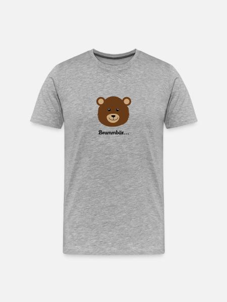 Brown Bear Head Cartoon - Men's Premium Organic T-Shirt - heather grey