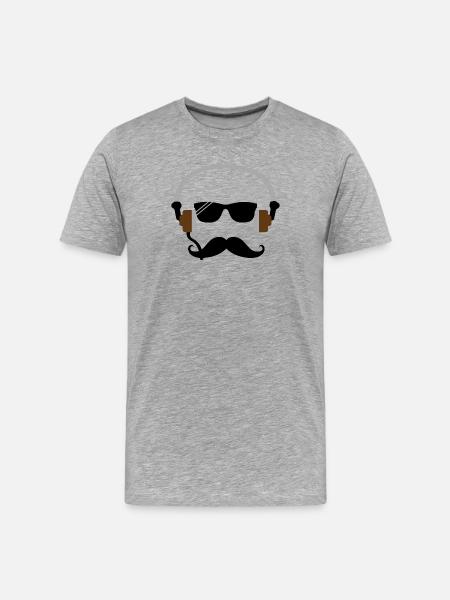 Headphones Minimalist with beard - Men's Premium Organic T-Shirt - heather grey