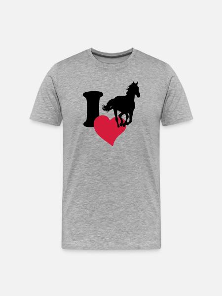 I love horses - Men's Premium Organic T-Shirt - heather grey
