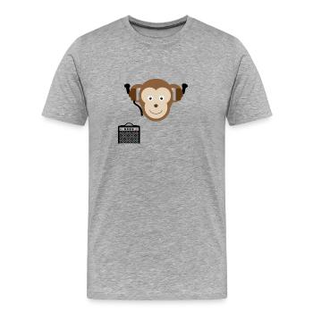Monkey with headphones music - Men's Premium Organic T-Shirt - heather grey - Front - Damien (186cm)