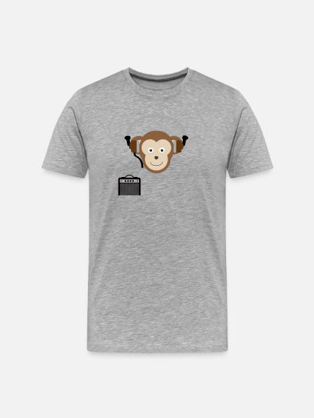 Monkey with headphones music - Men's Premium Organic T-Shirt - heather grey