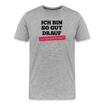 T-shirt énonciations "je suis de mauvaise humeur - - T-shirt bio Premium Homme - gris chiné - Devant - Damien (186cm)