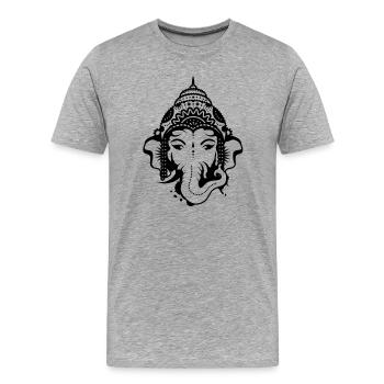 Kopf des Elefanten Gottes Ganesha - Männer Premium Bio T-Shirt - Grau meliert - Vorne - Damien (186cm)