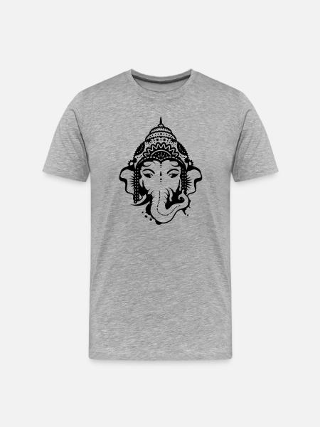 Ganesh, dieu à tête d'éléphant - T-shirt bio Premium Homme - gris chiné