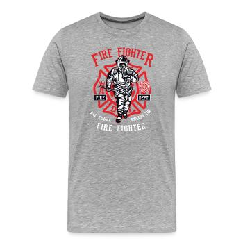 Feuerwehrheld Motiv im Retro-Stil - Männer Premium Bio T-Shirt - Grau meliert - Vorne - Damien (186cm)