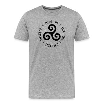 Bretagne ! - T-shirt bio Premium Homme - gris chiné - Devant - Damien (186cm)