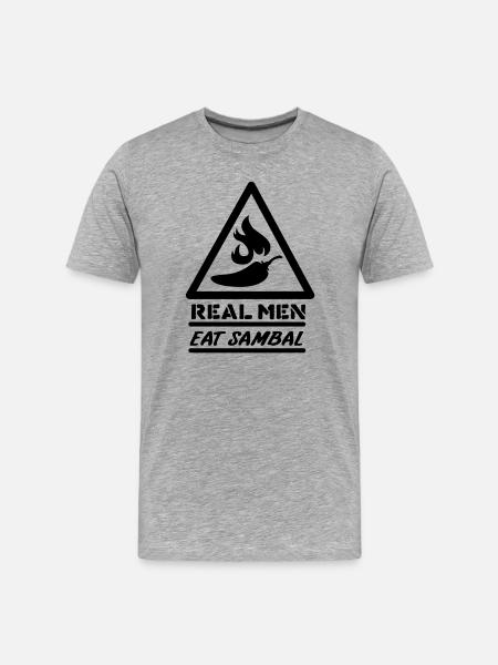 Real men eat sambal - Men's Premium Organic T-Shirt - heather grey