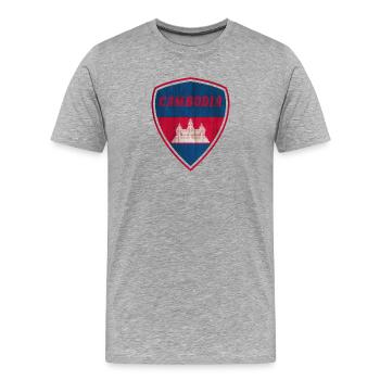 Cambodia Coat of Arms Vintage retro/Gift Flag - Men's Premium Organic T-Shirt - heather grey - Front - Damien (186cm)