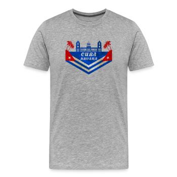 Kuba Havanna Vintage / Retro Karibik Geschenk - Männer Premium Bio T-Shirt - Grau meliert - Vorne - Damien (186cm)