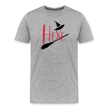 Hexe fliegender Hexenbesen - Männer Premium Bio T-Shirt - Grau meliert - Vorne - Damien (186cm)